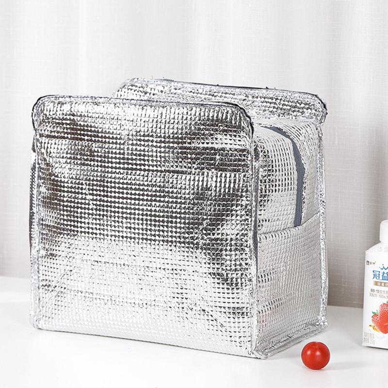 Portable Double Pocket Insulated Bento Bag with Aluminum Foil Thickened Lunch Box - Lunch Bag Included for Food Preservation