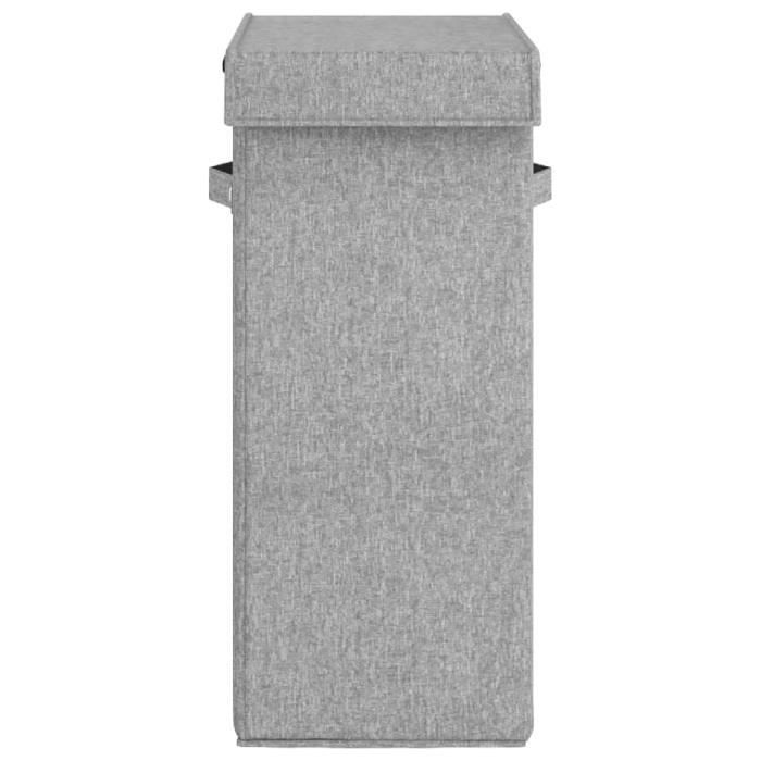 VidaXL Foldable Laundry Basket Grey 26x34.5x59.5 Cm Faux Linen Fabric 351039