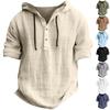 Men's Hooded Short Sleeve Summer Cotton Hemp Cotton Thin Casual Solid Color Loose