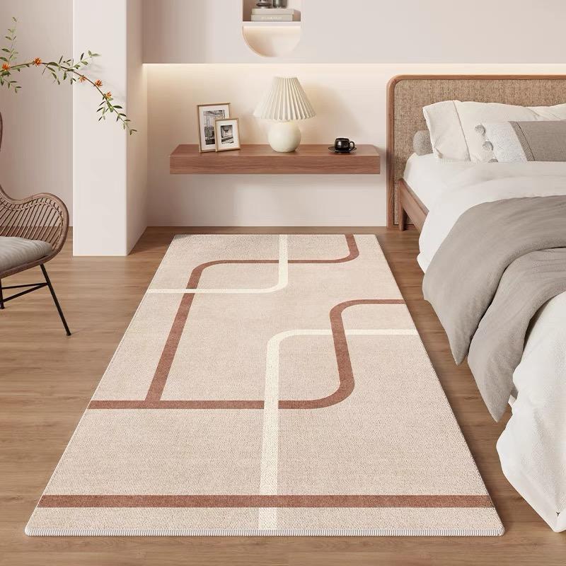 Classical Minimalist Style Loop Pile Carpet Living Room Bedroom Bedside Warm Floor Mat Anti-slip Washable and Quick