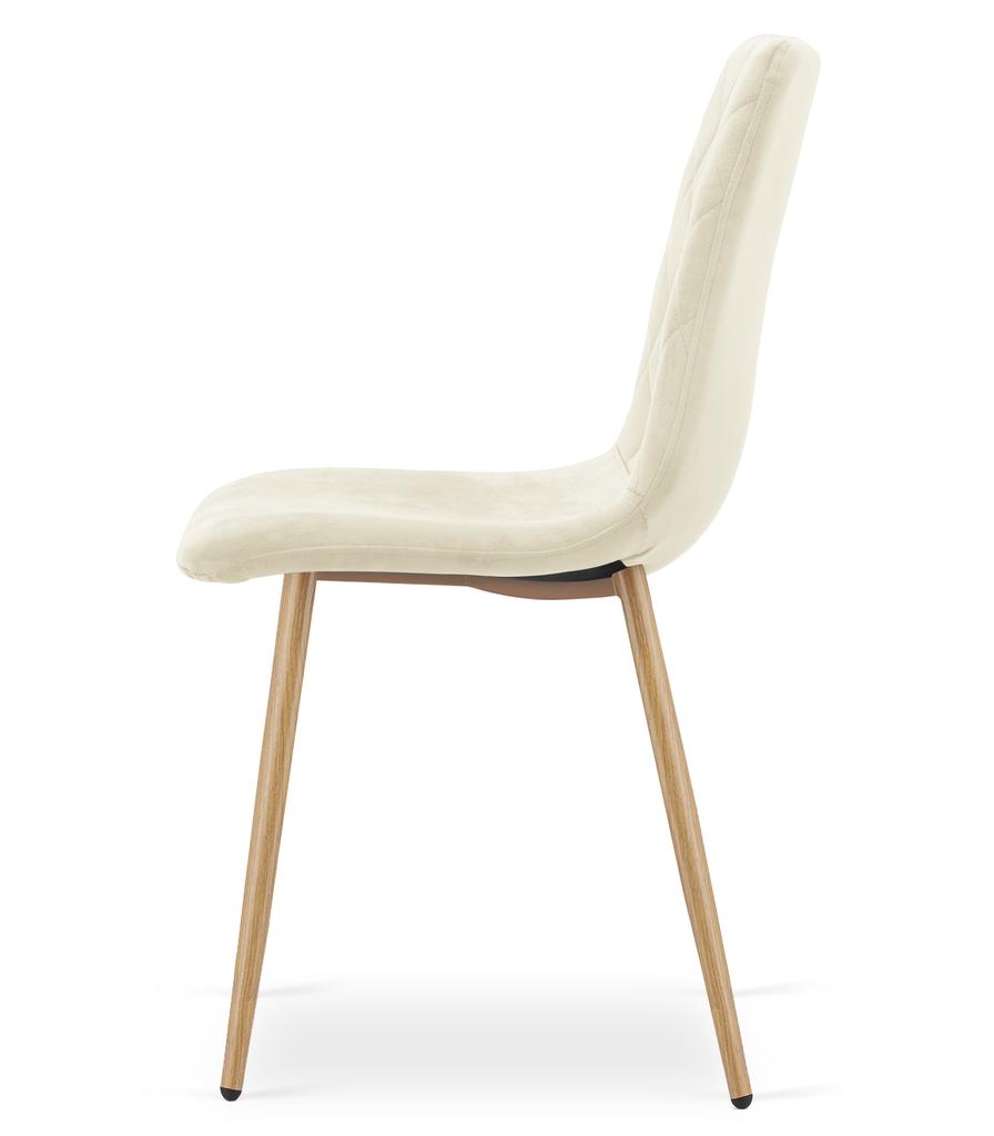 Turin Chair - Light Beige Velvet / Wood-Colored Legs X 3