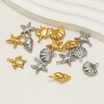 20pcs Stainless Steel Hollow Seashell Conches Turtle Charms Pendant  for DIY Jewelry Bracelet Necklace Findings Earrings Making