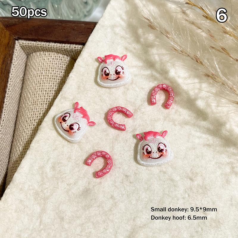 

Cartoon Chinese Year Nail Charms Year Of The Horse Resin Flatback Animals Horse Nail Art Decoration Resin Nail Accessories