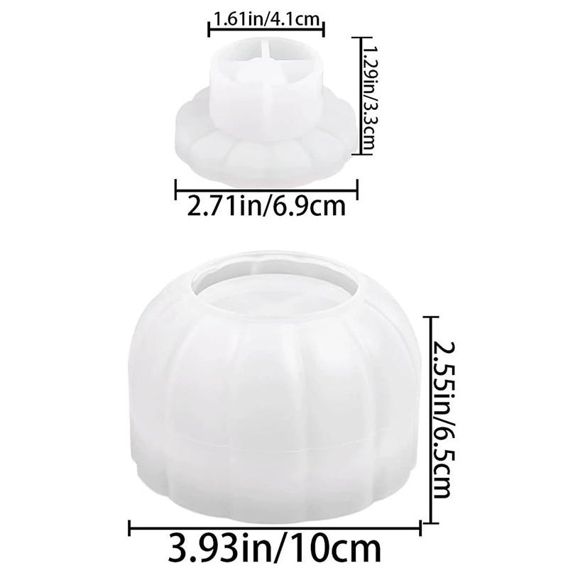 WTEMPO Pumpkin Jar Resin Molds Halloween Storage Box Silicone Molds DIY Epoxy Casting Mold with Lid Mold Candle Holder Item Container Making Molds