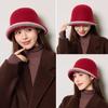 Wool Fisherman Hat Women's Winter Bucket Hat Contrast Color Basin Hat Bucket Hat