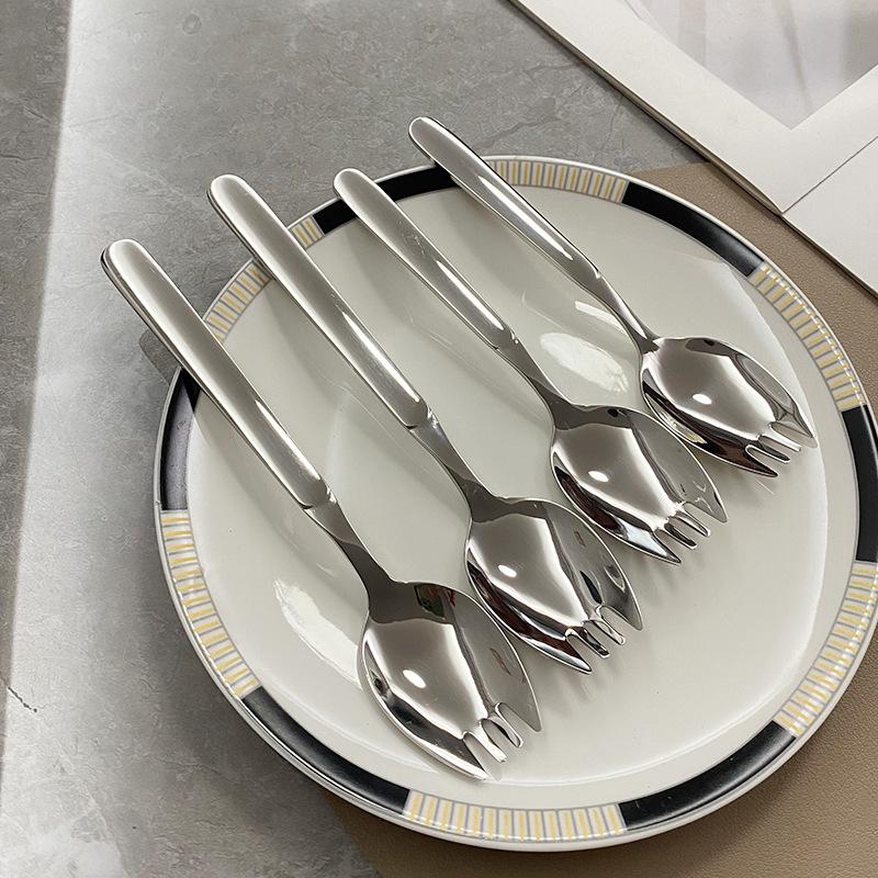 316 stainless steel fork household spoon and fork integrated two-in-one dual-purpose children's pasta fork salad spoon salad fork home 4