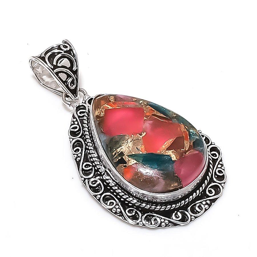 Natural Watermelon Tourmaline Gemstone 925 Sterling Silver Pendant 2.17  ETC-14053