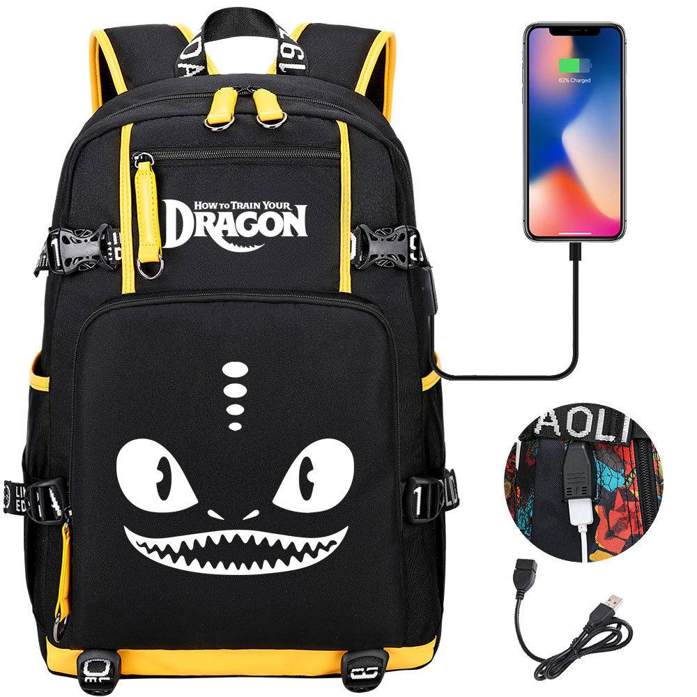 

Dragon Training Master Printed USB Teen Student School Bag Men s and Women s Casual Large Capacity Travel Bag Double Shoulder Back 48CMX30CMX15CM