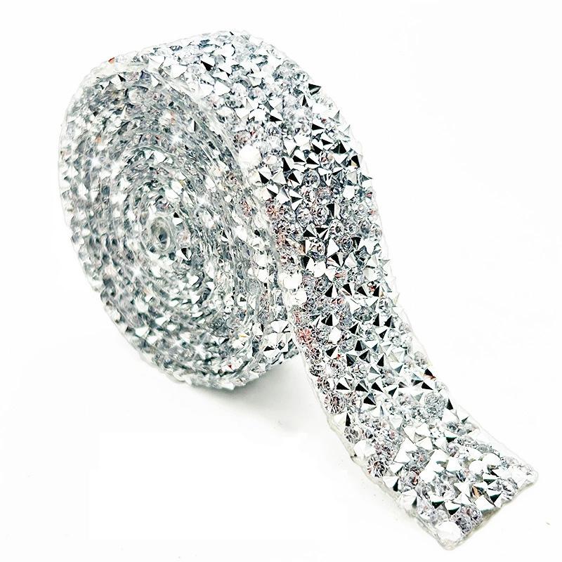 1 Yard Garment Accessories Multicolor Sewing Ribbon DIY Hot Fix Strass 1.5cm Rhinestones Appliques Tape Trim