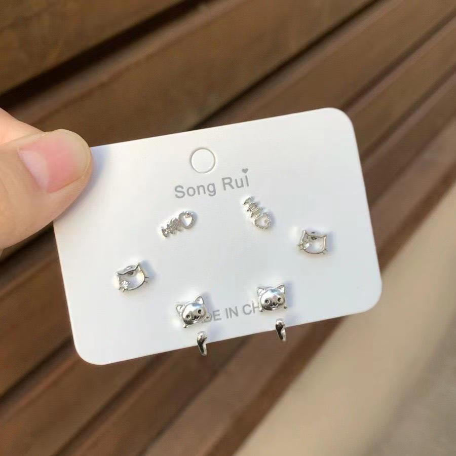 Bow a two-wear stud earrings cold wind simple earrings temperament earrings