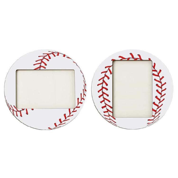 2Pcs Sports Themed Wood Photo Frames Baseball Soccer Desktop Display Pictures Holders for Team Memories and Gifting