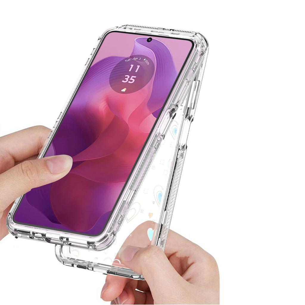 Clear Case for Motorola Moto E14 4G/G24 4G/G04 4G/G04s 4G Precise Cutouts Acrylic TPU Phone Cover with Laser-printed Film