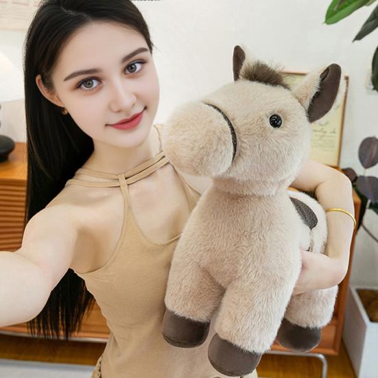 Horse Plush Doll Soft Stuffed Animal Toy Realistic Pony Desk Ornament Classic Birthday Gift for Children