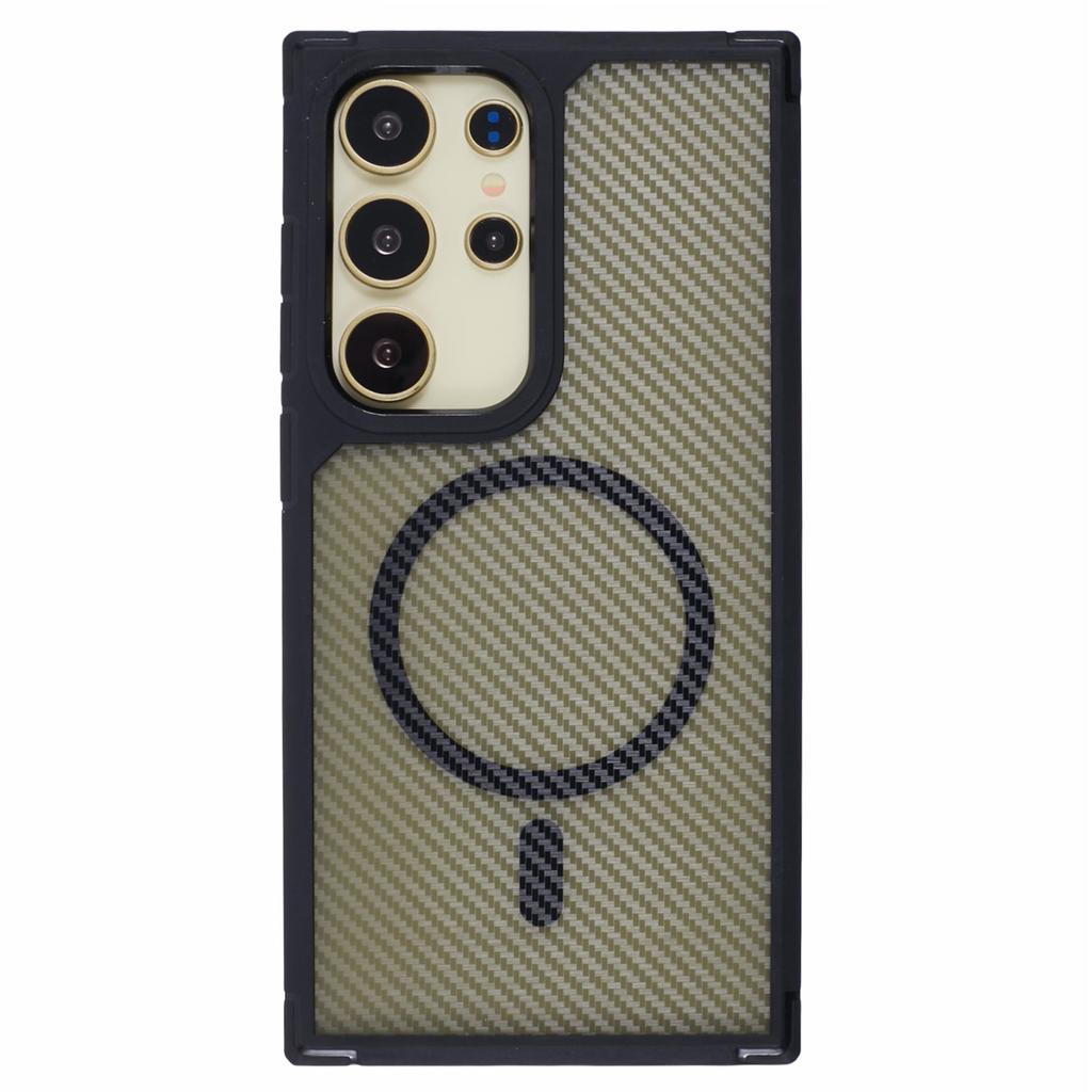 For Samsung Galaxy S25 Ultra Case Compatible with MagSafe Carbon Fiber TPU+PC Anti-Drop Phone Cover