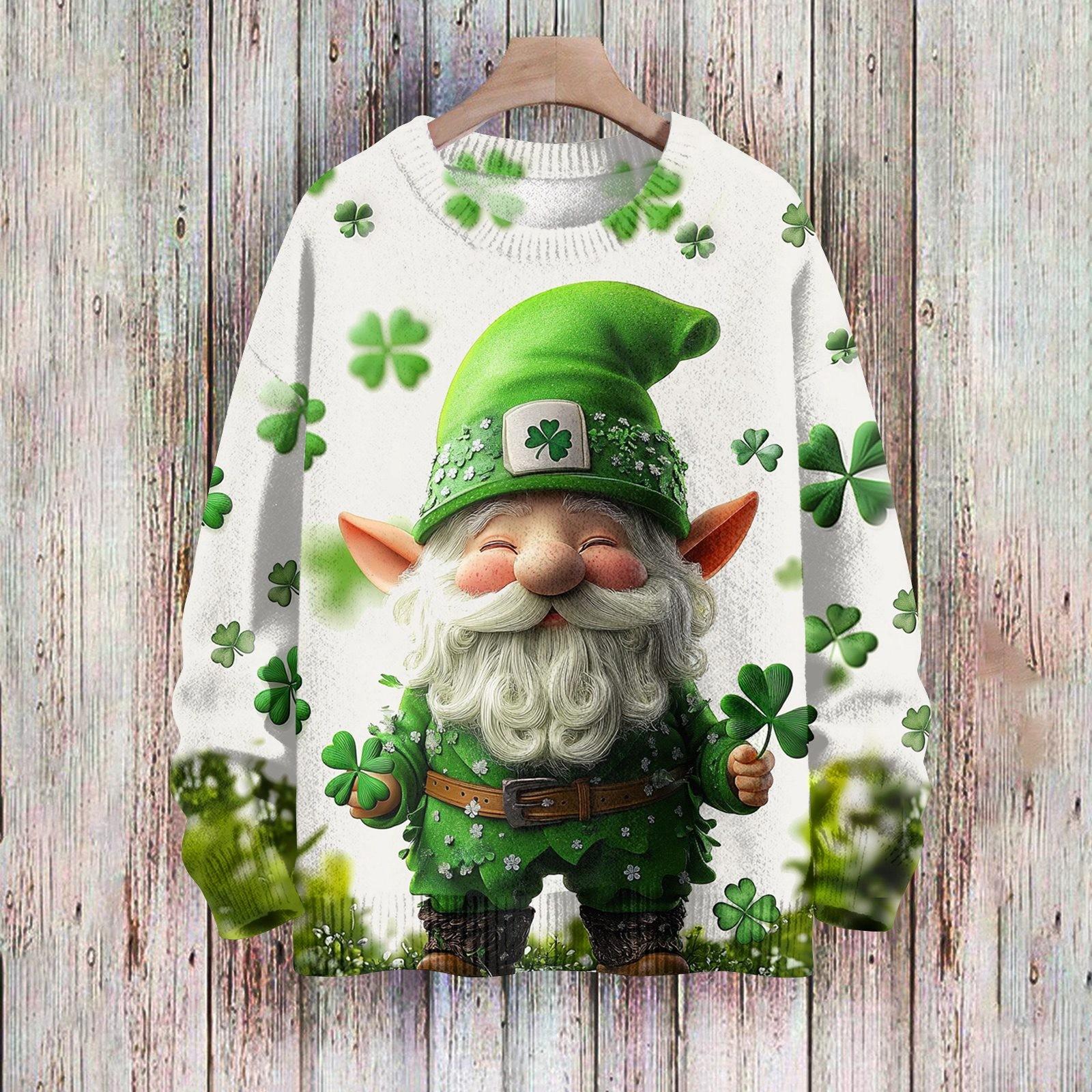 

улица. Свитшоты ко Дню Святого Патрика для детей, вязаные свитера для мальчиков и девочек, симпатичные рубашки, осенние свитера с круглым вырезом 90 белый