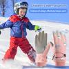 1 Pair Winter Ski Gloves with Fastener Tape Water-Resistant Windproof Fleece Lining Thermal Touchscreen Gloves for Kids