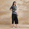 Women's High-Waist Cropped Wide-Leg Suit Pants