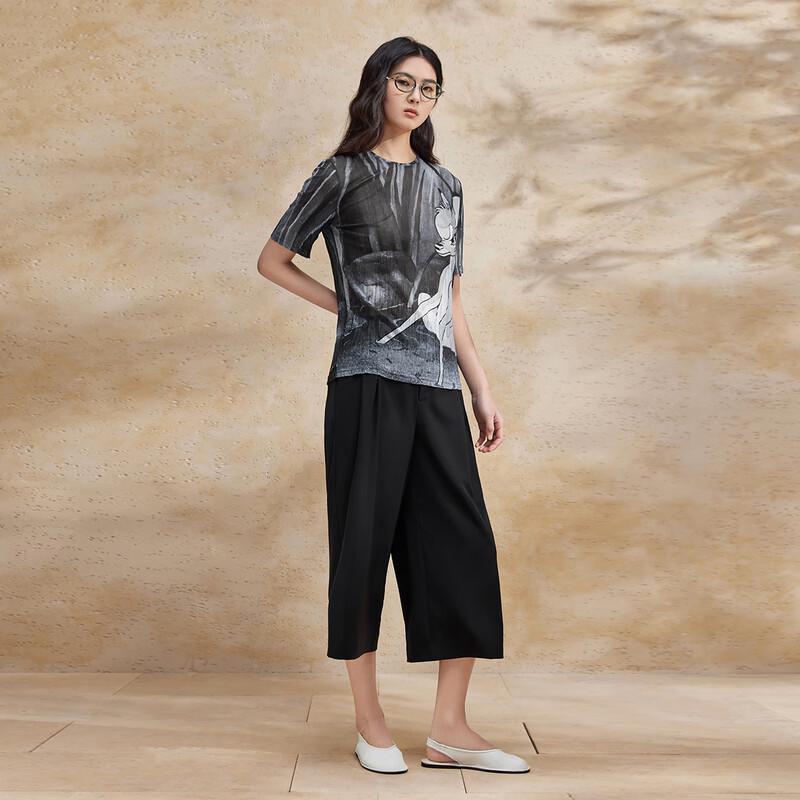 Women's High-Waist Cropped Wide-Leg Suit Pants