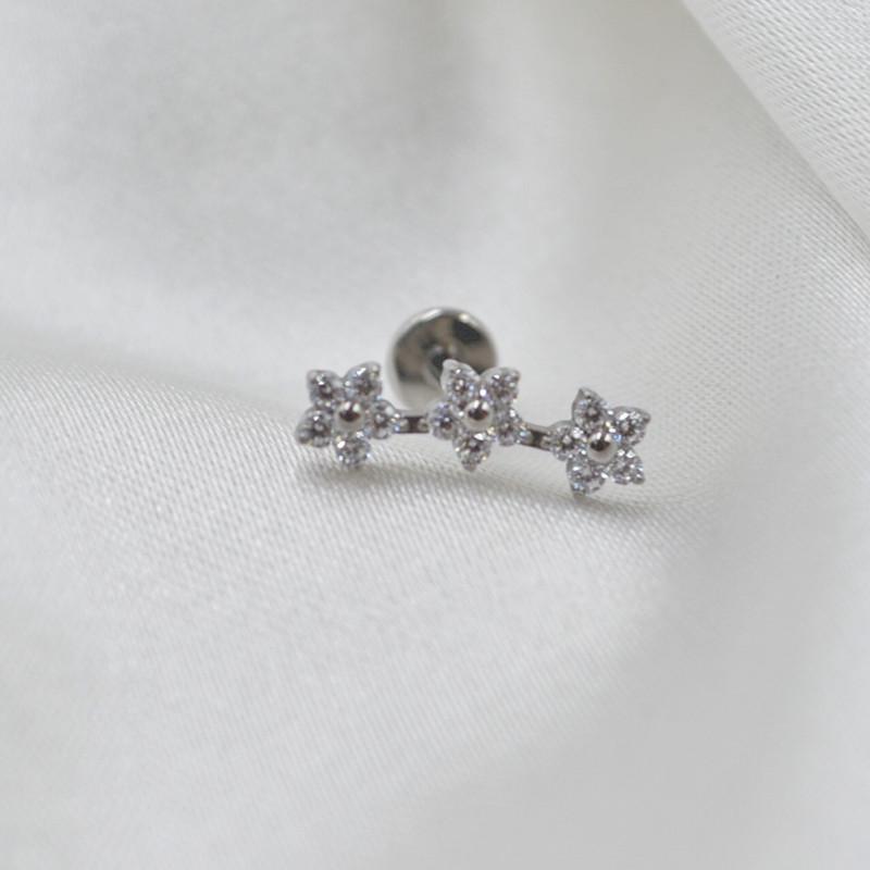 G23 Titanium Zircon Flower Lip & Tragus Stud