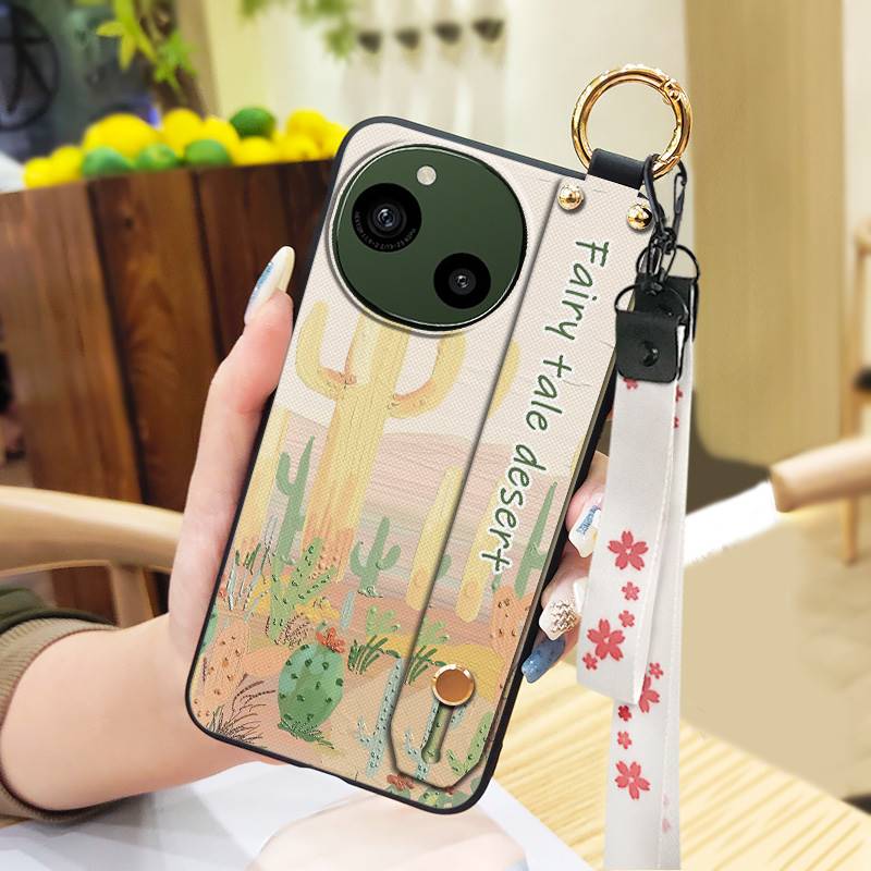 Wrist Strap Waterproof Phone Case For Sharp Aquos R9/SH-51E Oil Painting Anti-knock Ring Durable Kickstand Soft case