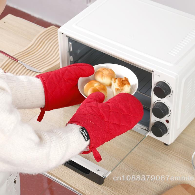 1Set High-Temperature Resistant Polyester Oven Baking Gloves And Microwave Mitts - Kitchen Baking Tools