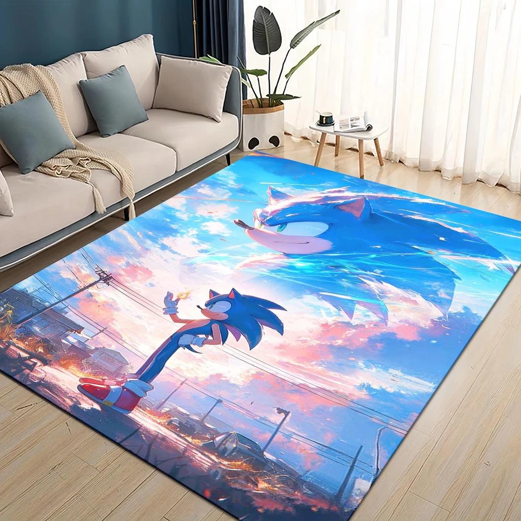 Cartoon 3D S-Sonics Retro Carpet Rug for Living Room Bedroom Home Sofa Decoration,Kids Play Non-slip Floor Mat