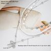 3Pcs/Set New Fashion Metal Bow Pendant Necklace for Women Simple Five Pointed Star Imitation Pearl Beaded Chain Necklace Jewelry