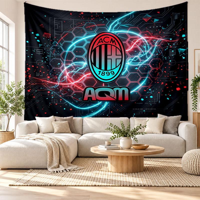 AC Milan Wall Tapestry, Soft Fabric Wall Hanging, Decorative Backdrop For Bedroom Home Wall Art