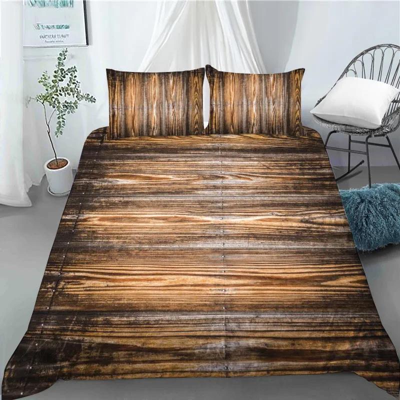3D Colorful Retro Wood Pattern Duvet Cover Polyester Quilt Cover With Pillowcase Kids Adults Home Bedroom Decor King Queen Size
