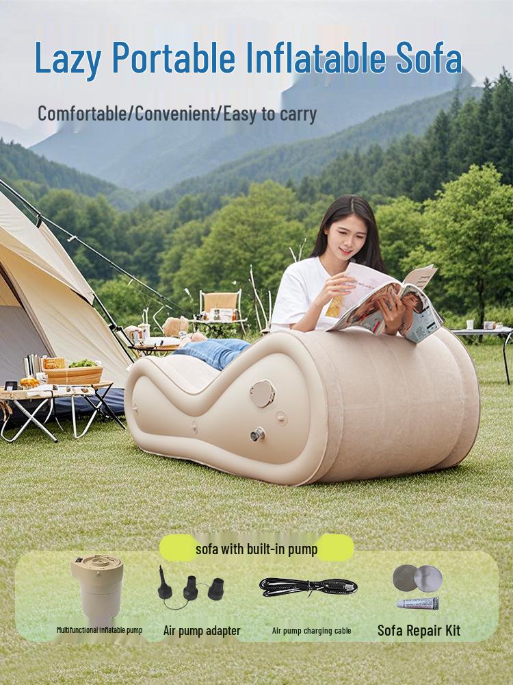 Poltrona Reclinável Inflável Portátil: Sofá de Exterior e Colchonete para Camping e Festivais