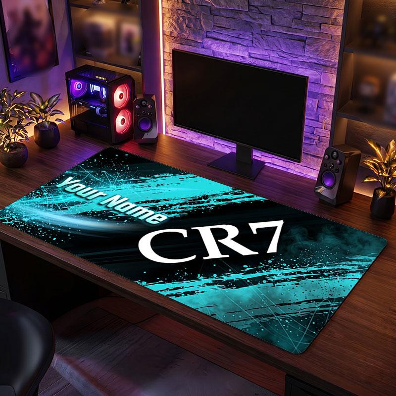Tappetino Mouse Grande Personalizzato Cristiano Ronaldo, Stampa Testo Nome Personalizzato, Tappetino Scrivania Antiscivolo Logo Calcio Regalo Gaming