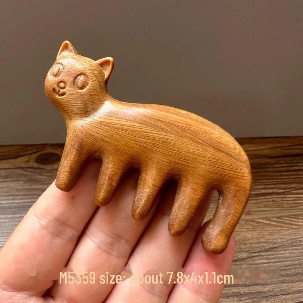 Green Sandalwood Carved Portable Scalp Massage Comb for Women