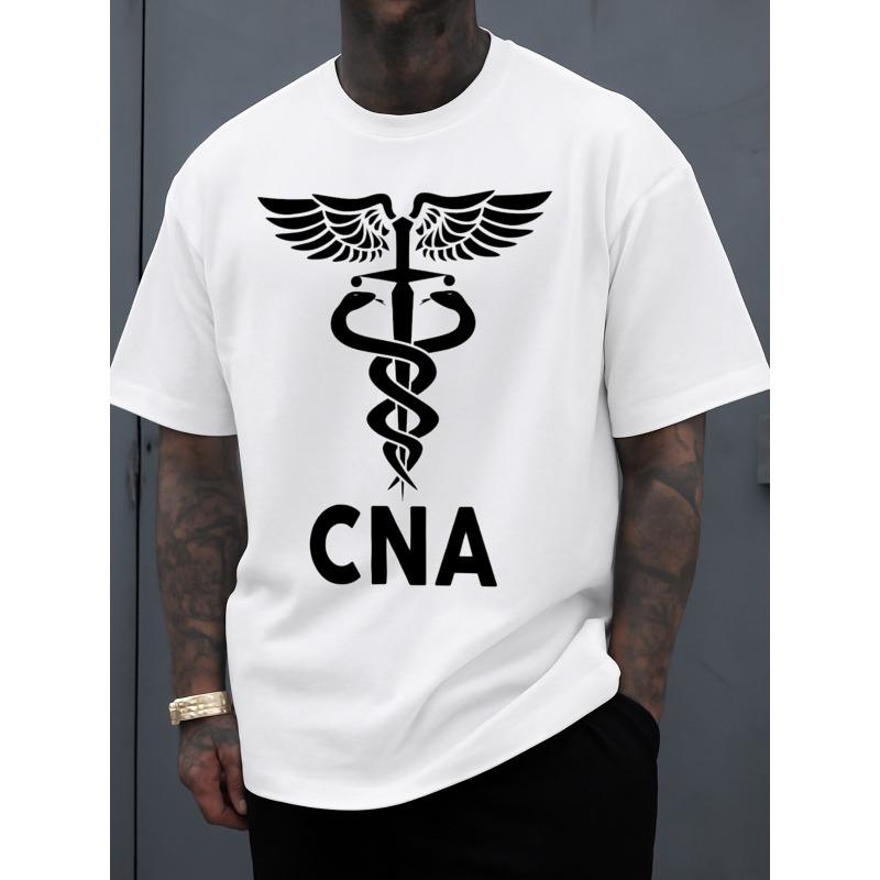 

CNA Caduceus Pride Tee for Men T-shirts White Limited Edition Casual Fashionable Summer T-shirt,Styles Fashionable Printed T-shirts Father s Day Gift S