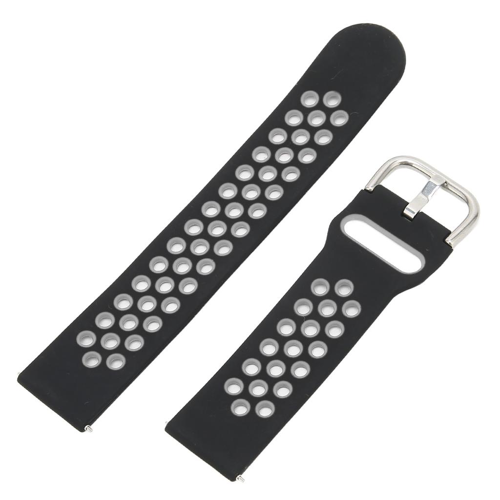 20mm Soft Silicone Watch Band Strap Wristband Replacement with Air Holes for Amazfit GTS 3Black Gray