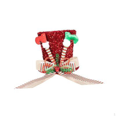 Christmas Tree Topper Bow Top Hat DIY Handcraft Flat Decoration Xmas Ornament for Year Party