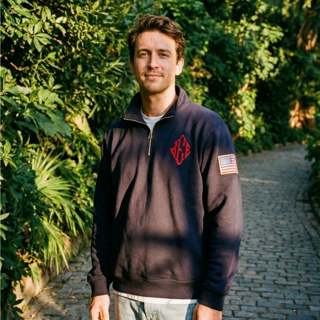 FlowStreet Y2K Tmavě modrá mikina se čtvrtinovým zipem s vyšívanou americkou vlajkou USA, bunda, muži, ženy, Vintage Streetwear, módní trend, top