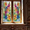 Colorful Window Glass Electrostatic Stickers Retro Flowers Birds Stickers Removable Window Privacy Stained Decor Film For Home