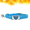 1Pcs Adjustable Cat Collar Heart with Rhinestone Bell Blue for Outdoor Home Sport Travel Pet Kitten Cat Collar