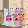 1PC 6 Cartoon Character Number Print 750ml Color Plastic Sports Water Bottle Leakproof Flip Straw Lid Suitable for Sports Office Home Use