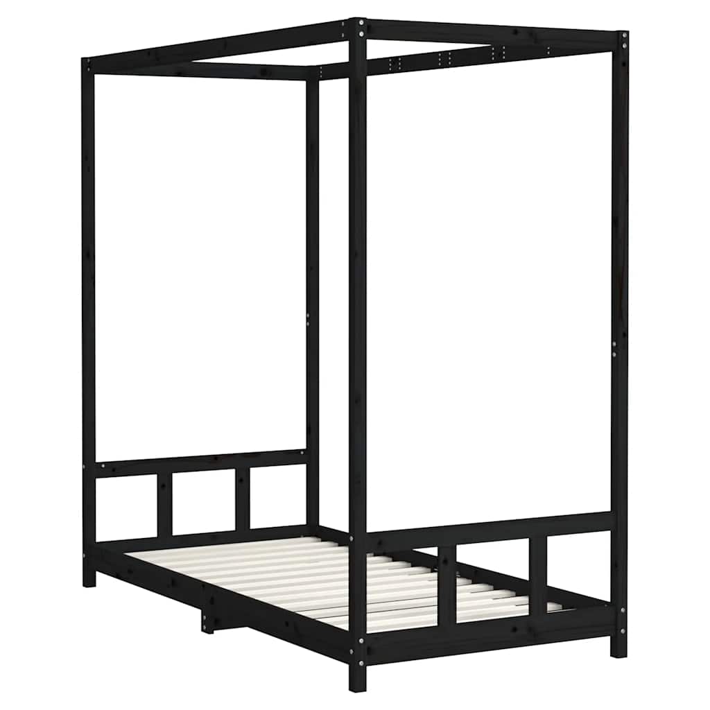 Kids  Bed Black 90 x 190 cm Solid Pine Wood