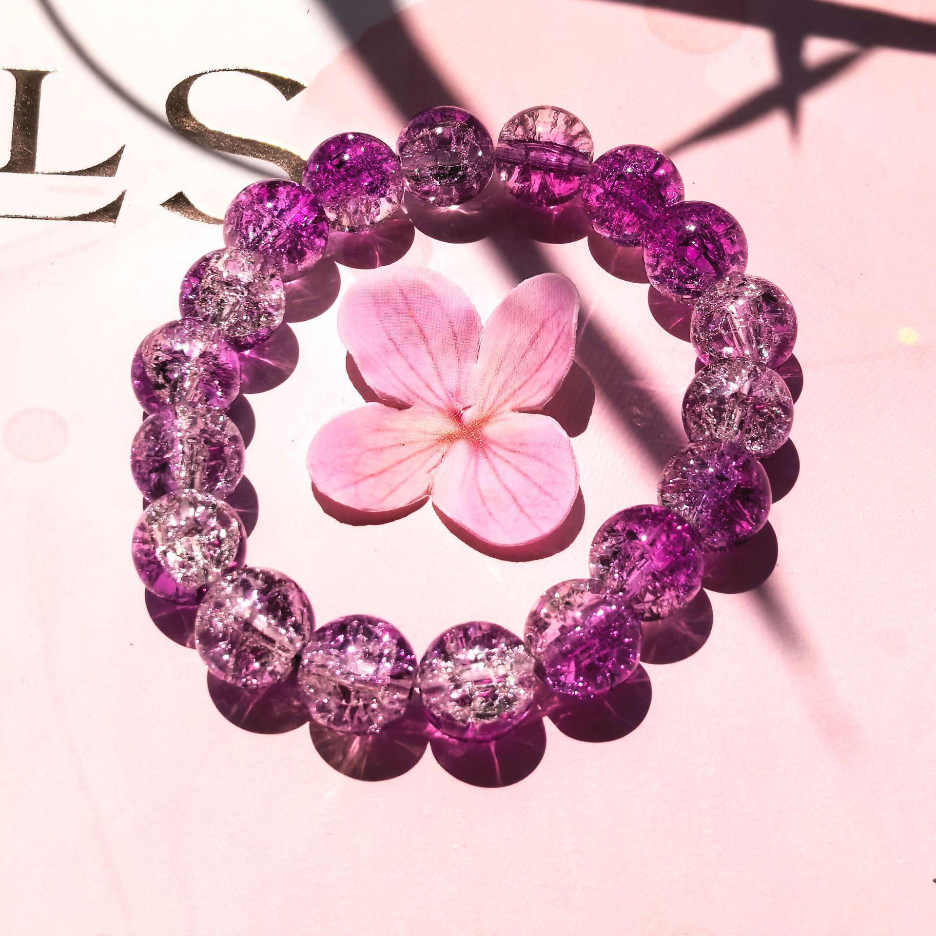 

Ice Crack Jade Explosion Two-Color Rosary Bracelet - Handcrafted Wrap-Around Design червоний/фіолетовий