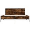 Bed Frame Smoked Oak 150x200 cm Wood Based Material and Metal
