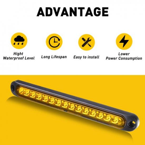 2X LED Flowing Amber Brake Turn Signal Stop Tail Light Bar Strip Truck Trailer V