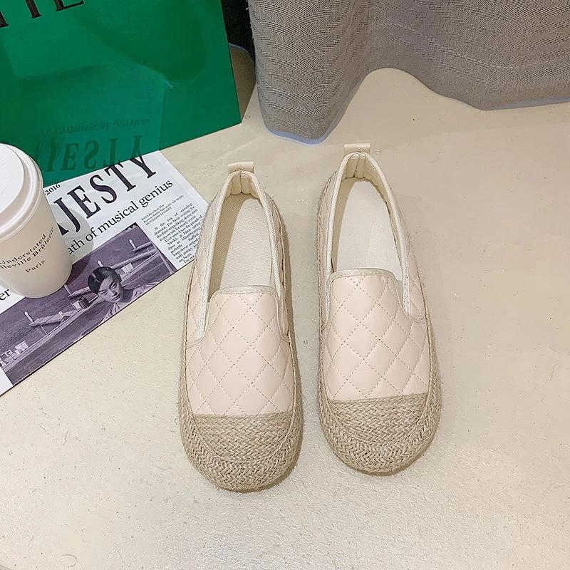Fashion Espadrilles Flat Women's Shoes Canvas Loafers Slip On Female Footwear Round Toe Daily Routine With High Quality Offers Luxury A