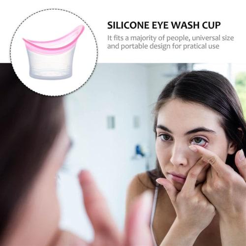 Set of 4 Silicone Eyewash Cups, 10ml Clear, Graduated, Washable, Reusable, Hypoallergenic, Blue