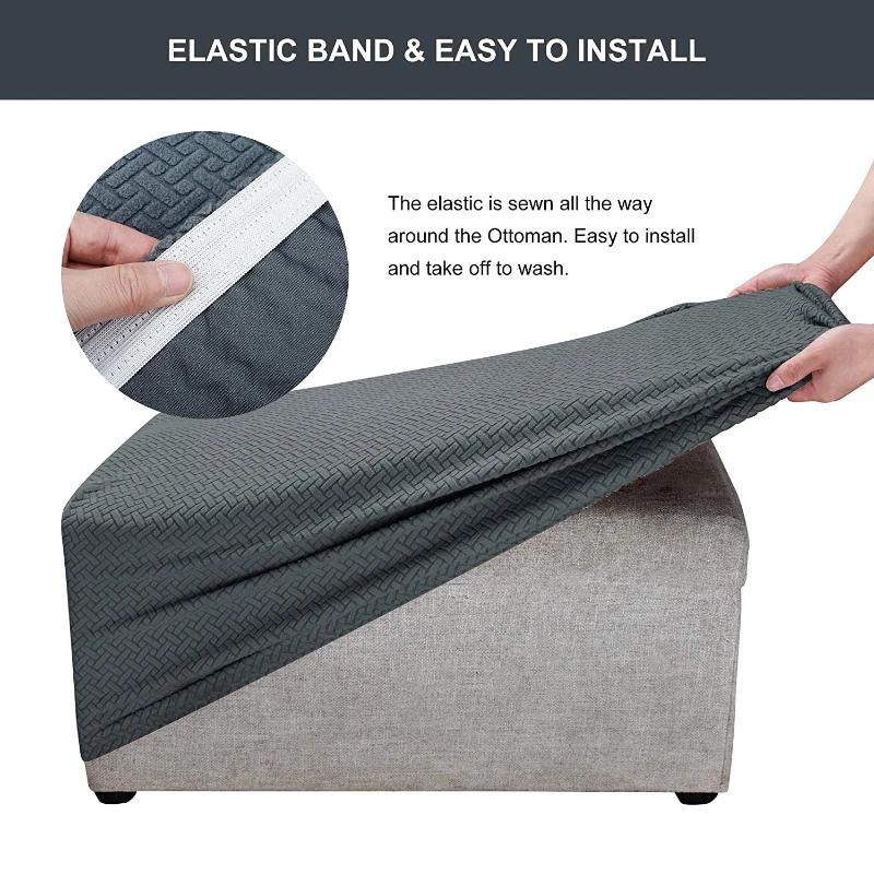 Ottomaanse Hoezen Rechthoekige Voetenbank Voetenbank Beschermhoezen Stretchstof Opberg Ottomaanse Hoezen Hoge Spandex