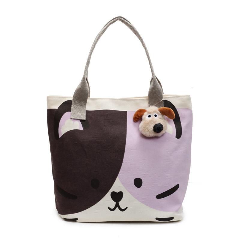 Canvas Bag Women's Large Capacity 2025 New Spring and Summer Versatile Shoulder Bag Casual Cartoon Student Class Tote Bag