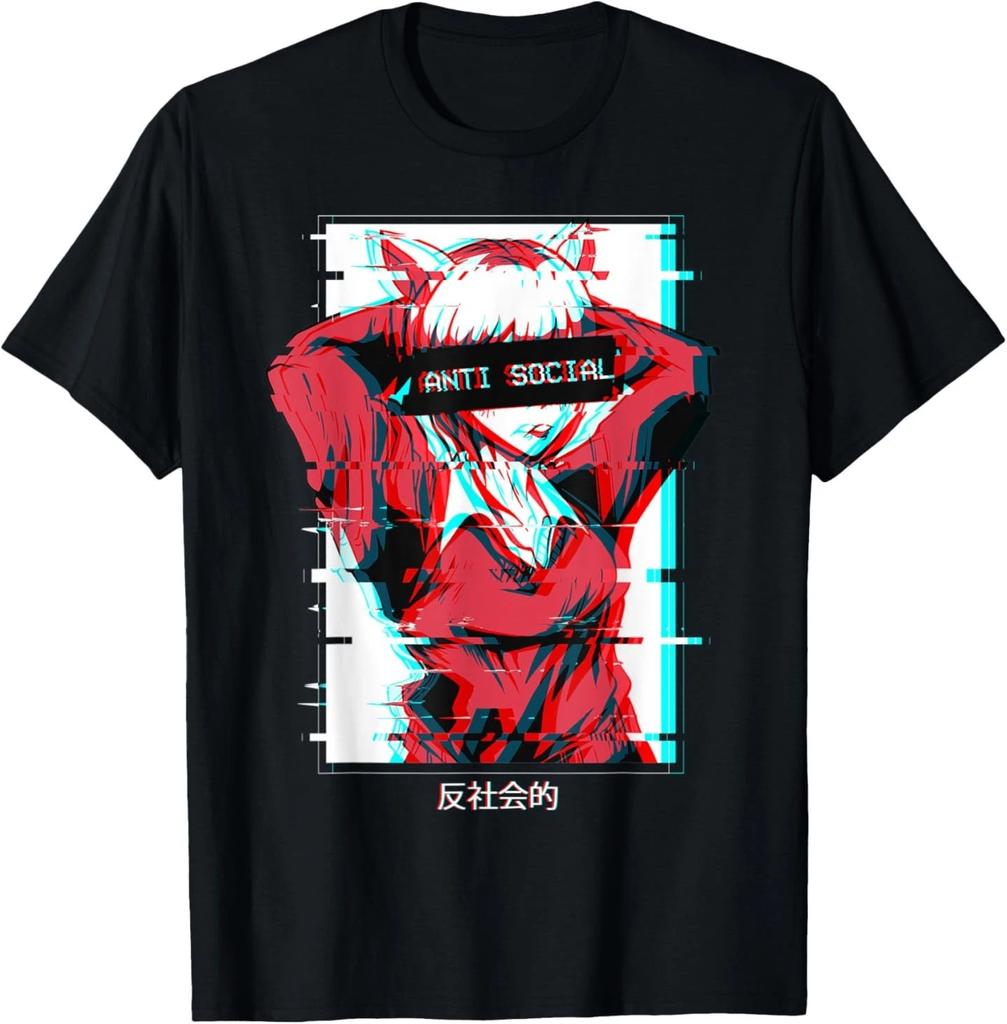 Vaporwave Aesthetic Anime Girl Antisocial Anime Sad T-Shirt