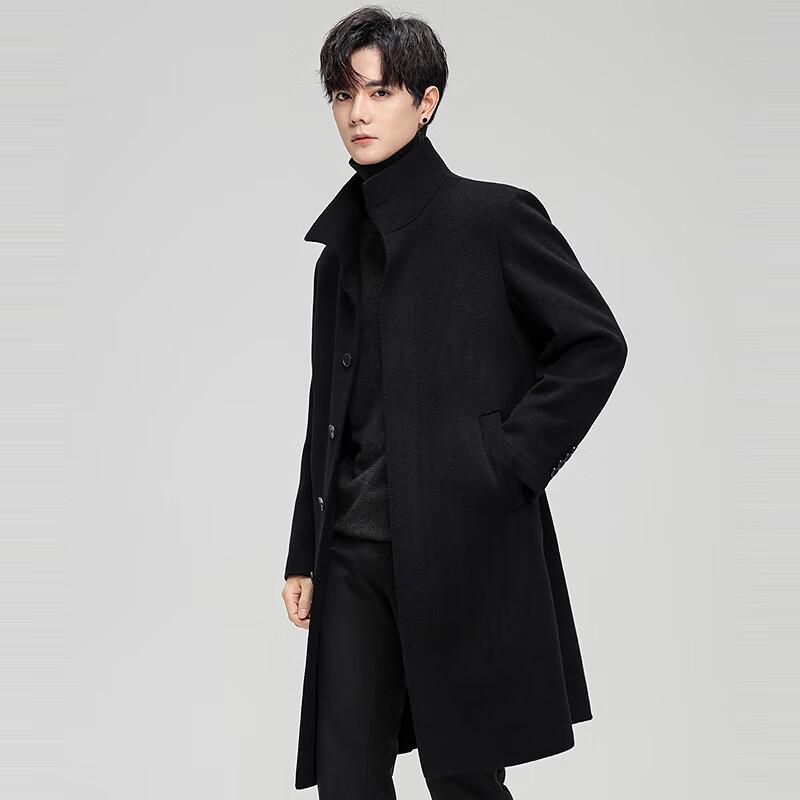 FAPAI Men's 100% Merino Wool Double-faced Coat with Detachable Down Liner