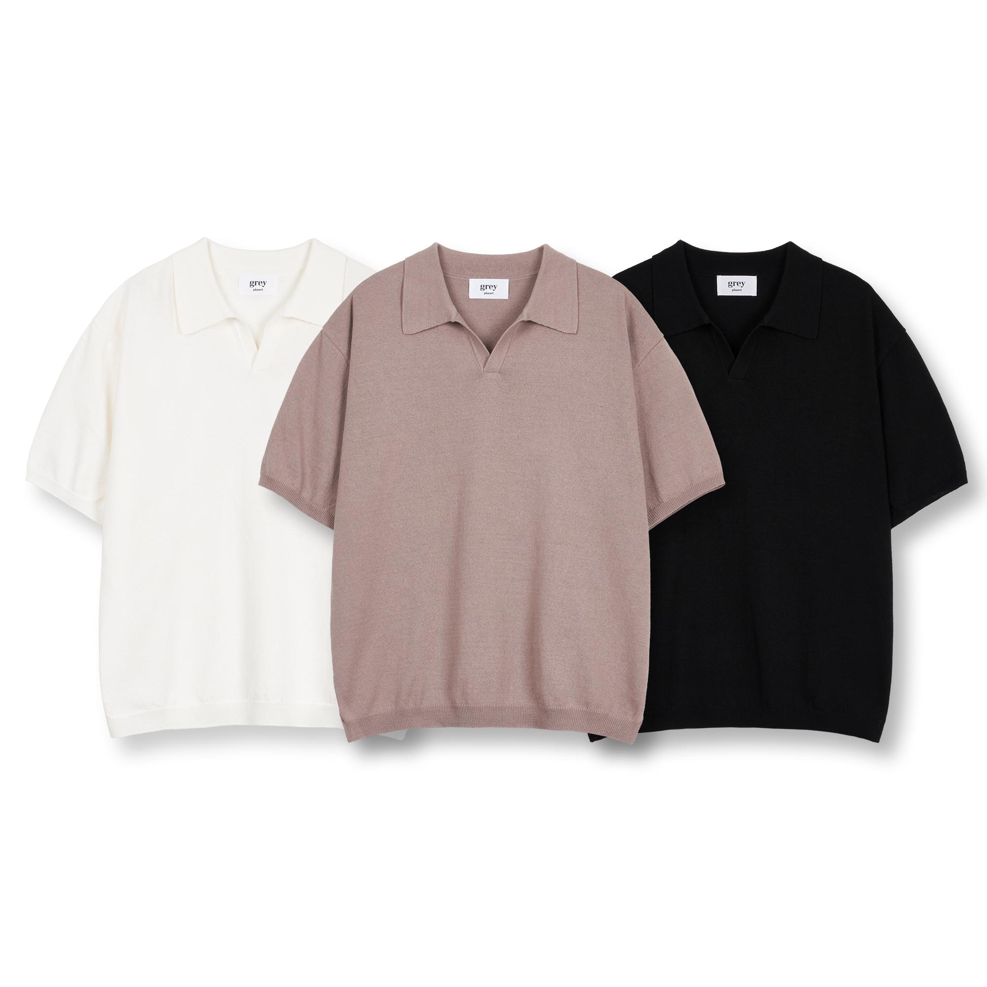 Gray Planet Signature 100% Cotton Washable Short Sleeve Pique Knit Black
